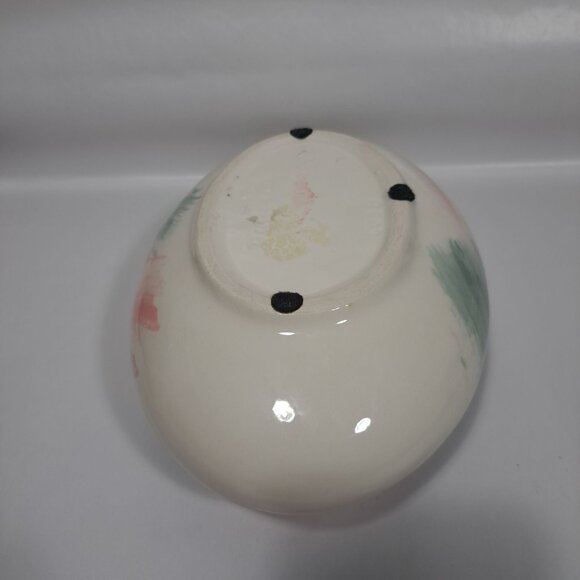 Hand-Painted Maurice California Pottery Oval Bowl Planter Pink Green Ceramic - Picture 9 of 17
